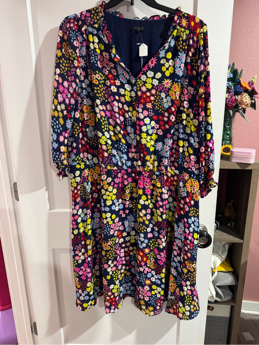 Talbots Floral V-Neck Tiered Dress